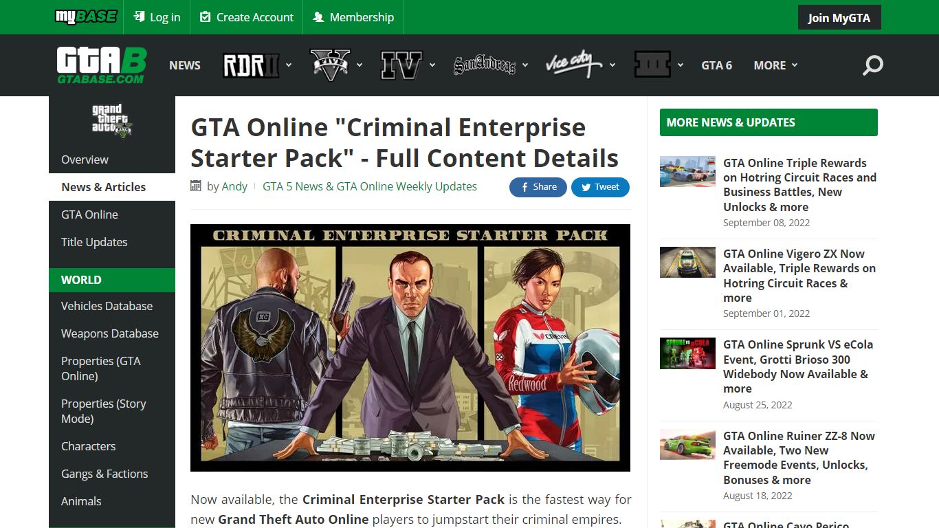 GTA Online 'Criminal Enterprise Starter Pack' - Full Content Details